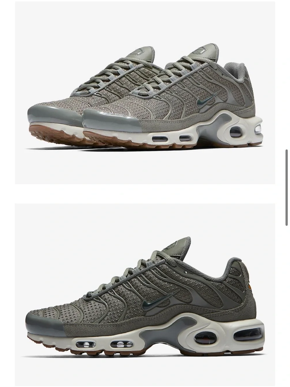 Nike Air Max Plus TN Olive/White with Gum Outsole. Excellent condition